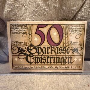 Antique 1921 Germany Emergency Bank Note 50 Pfennig